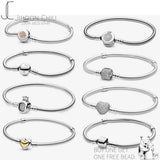 925 Sterling Silver Bracelet for Women Pan Charm Snake Crown DIY Jewelry