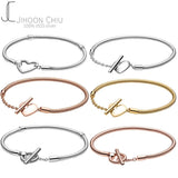 925 Silver Bracelet Women Pan Charm Snake Chain DIY Jewelry