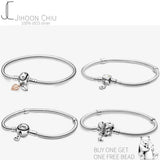 925 Sterling Silver Bracelet for Women Pan Charm Snake Chain DIY Jewelry