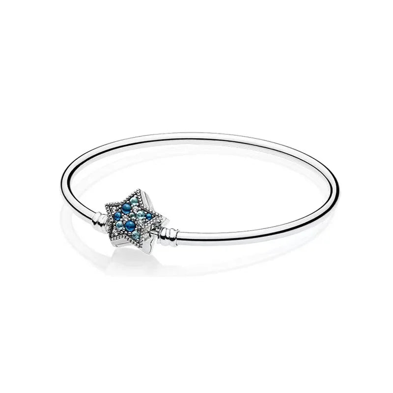 925 Silver Bracelet Pando Charm Chain Bangle Heart Jewelry