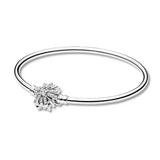 Sterling Silver Bracelet Snake Bangle Heart Charm Chain DIY Jewelry
