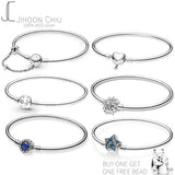 Sterling Silver Bracelet Snake Bangle Heart Charm Chain DIY Jewelry
