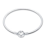 100% Silver Closed Bracelet for Charm Bead Pendant DIY