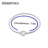 100% Silver Closed Bracelet for Charm Bead Pendant DIY