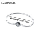 Silver Zircon Closed Bracelet for Beads Pendant Charm DIY Gift Women