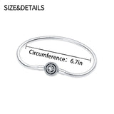 Silver Zircon Closed Bracelet for Beads Pendant Charm DIY Gift Women