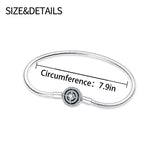 Silver Zircon Closed Bracelet for Beads Pendant Charm DIY Gift Women