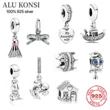 925 Sterling Silver Bead Love heart for Women Charm bracelet DIY Jewelry