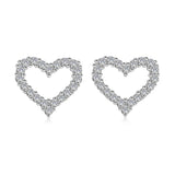 925 Sterling Silver Zircon Love Heart Earrings Wedding Jewelry