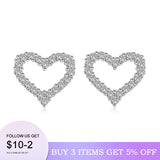 925 Sterling Silver Zircon Love Heart Earrings Wedding Jewelry