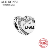 925 Sterling Silver Love Heart Bead for Women Charm Bracelet DIY Jewelry