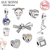 925 Sterling Silver Love Heart Bead for Women Charm Bracelet DIY Jewelry