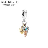 925 Sterling Silver Starry Sky Pan Bead Charm for Women Bracelet
