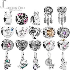 100% Real 925 Sterling Silver Pan Beads for Women Charm Bracelet DIY