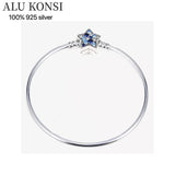 925 Sterling Silver Pan Bracelet for Women with Charms Bangle