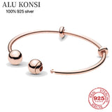 925 Sterling Silver pan Bracelet for Women Charms Bangle DIY Jewelry