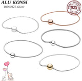 Real 925 Sterling Silver pan Bracelet for Women