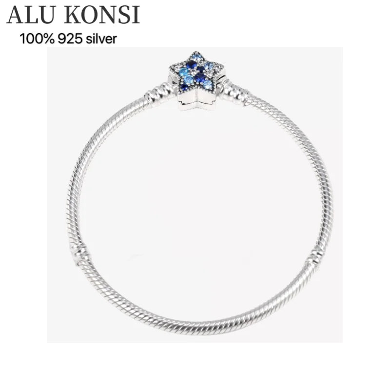 925 Sterling Silver Pan Bracelet for Women with Charms Bangle