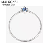 925 Sterling Silver Pan Bracelet for Women with Charms Bangle