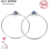 925 Sterling Silver Pan Bracelet for Women with Charms Bangle