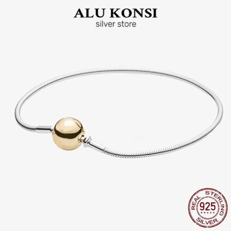 Real 925 Sterling Silver pan Bracelet for Women