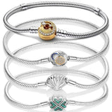 925 Silver Beads Charm Bangle Bracelet DIY Jewelry Gift
