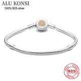 925 Silver Crown Bracelet for Women with Charms Bangle DIY Jewelry