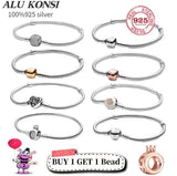 925 Sterling Silver Crown Bracelet for Women with Charms