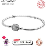 925 Sterling Silver Crown Bracelet for Women with Charms