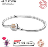 925 Silver Crown Bracelet for Women with Charms Bangle DIY Jewelry