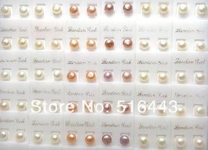 100pcs Natural Freshwater Pearls Silver Plated Stud Earrings