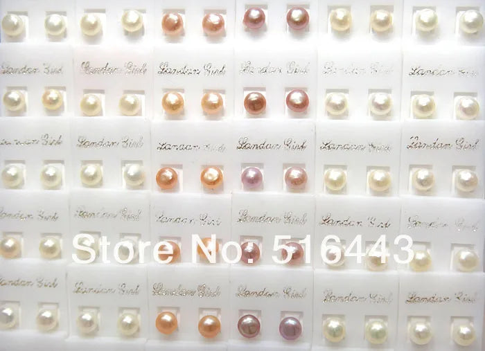 100pcs Natural Freshwater Pearls Silver Plated Stud Earrings