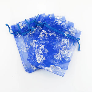 100pcs Small Organza Bag Butterfly Wedding Pouch 9x12cm Drawstring Bracelet Bag