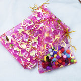 100pcs Bronzing Heart Organza Pouch Gift Bags Wedding Party Favor 7cmx9cm