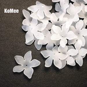 100pcs Acrylic Flower Beads 28mm Pendant Necklace DIY Craft