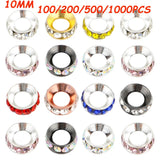10MM Crystal Metal Spacer Beads Rhinestone Big Hole For Jewelry Making