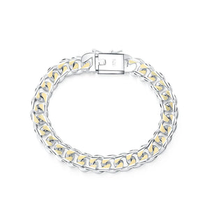 10MM Men's Silver Plated Cuban Chain Bracelet Jewelry Gift