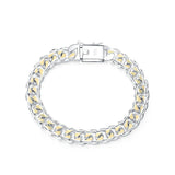 10MM Men's Silver Plated Cuban Chain Bracelet Jewelry Gift