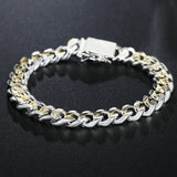 10MM Men's Silver Plated Cuban Chain Bracelet Jewelry Gift