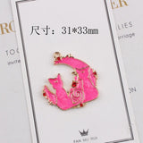 10pcs Moon Cat Enamel Pendant for Jewelry Making