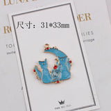 10pcs Moon Cat Enamel Pendant for Jewelry Making