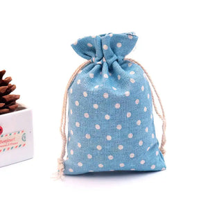 10pcs Dots Cotton Gift Bag 10x14cm Drawstring Pouches Linen cotton bag