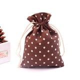 10pcs Dots Cotton Gift Bag 10x14cm Drawstring Pouches Linen cotton bag