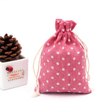 10pcs Dots Cotton Gift Bag 10x14cm Drawstring Pouches Linen cotton bag