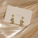 Hot 14k Real AA Zircon Star Bear Unique Banquet Party Earrings