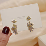 Hot 14k Real AA Zircon Star Bear Unique Banquet Party Earrings