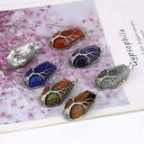 Hand-made Sliver Wound Tree of Life Crystal Stone Necklace