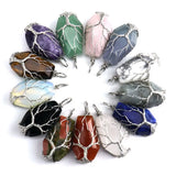 Hand-made Sliver Wound Tree of Life Crystal Stone Necklace