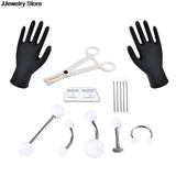 Body Jewelry Piercing Kit with Tools & Gloves