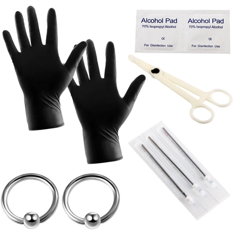 Body Jewelry Piercing Kit with Tools and Gloves
